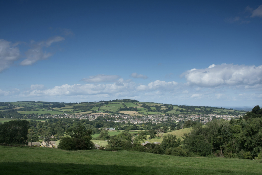 The charming countryside and rolling hills of the Cotswolds